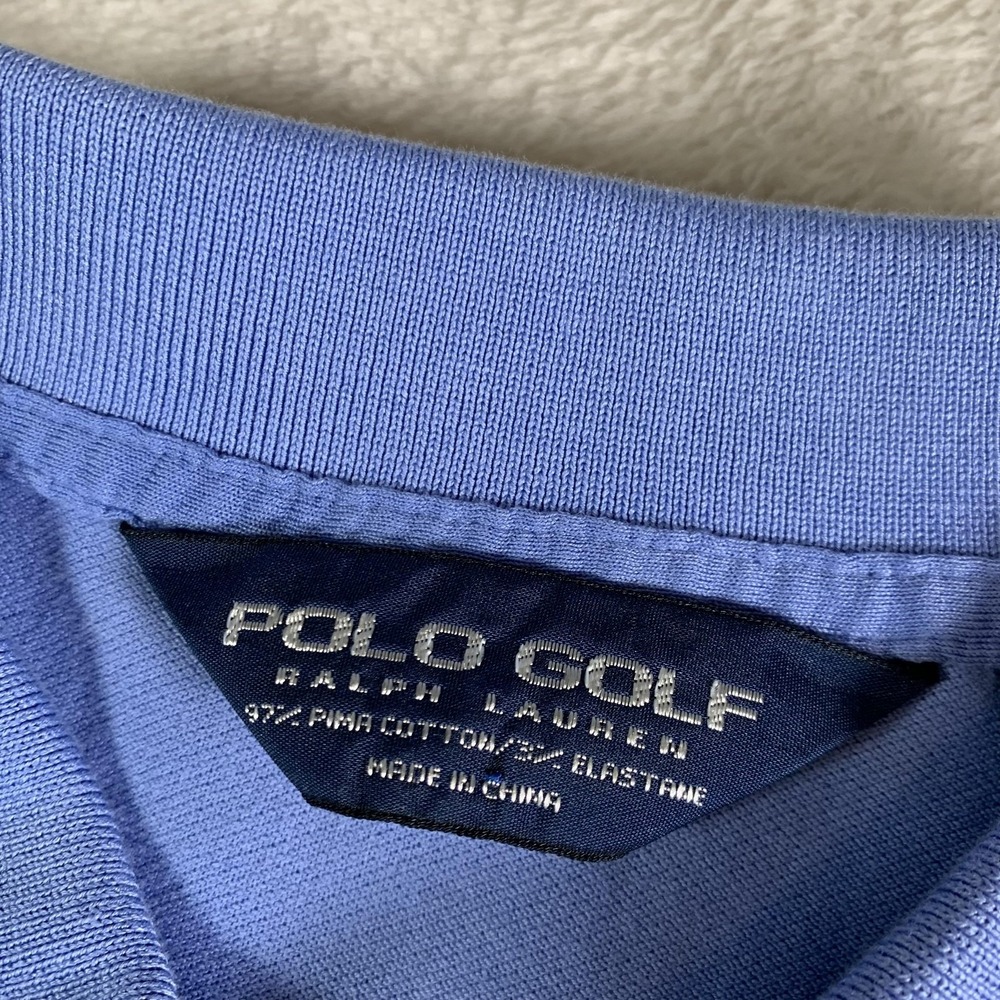 Polo Golf Ralph Lauren Polo Shirt Mens Large Blue Pima Cotton Stretch‎ Knit - Picture 3 of 10